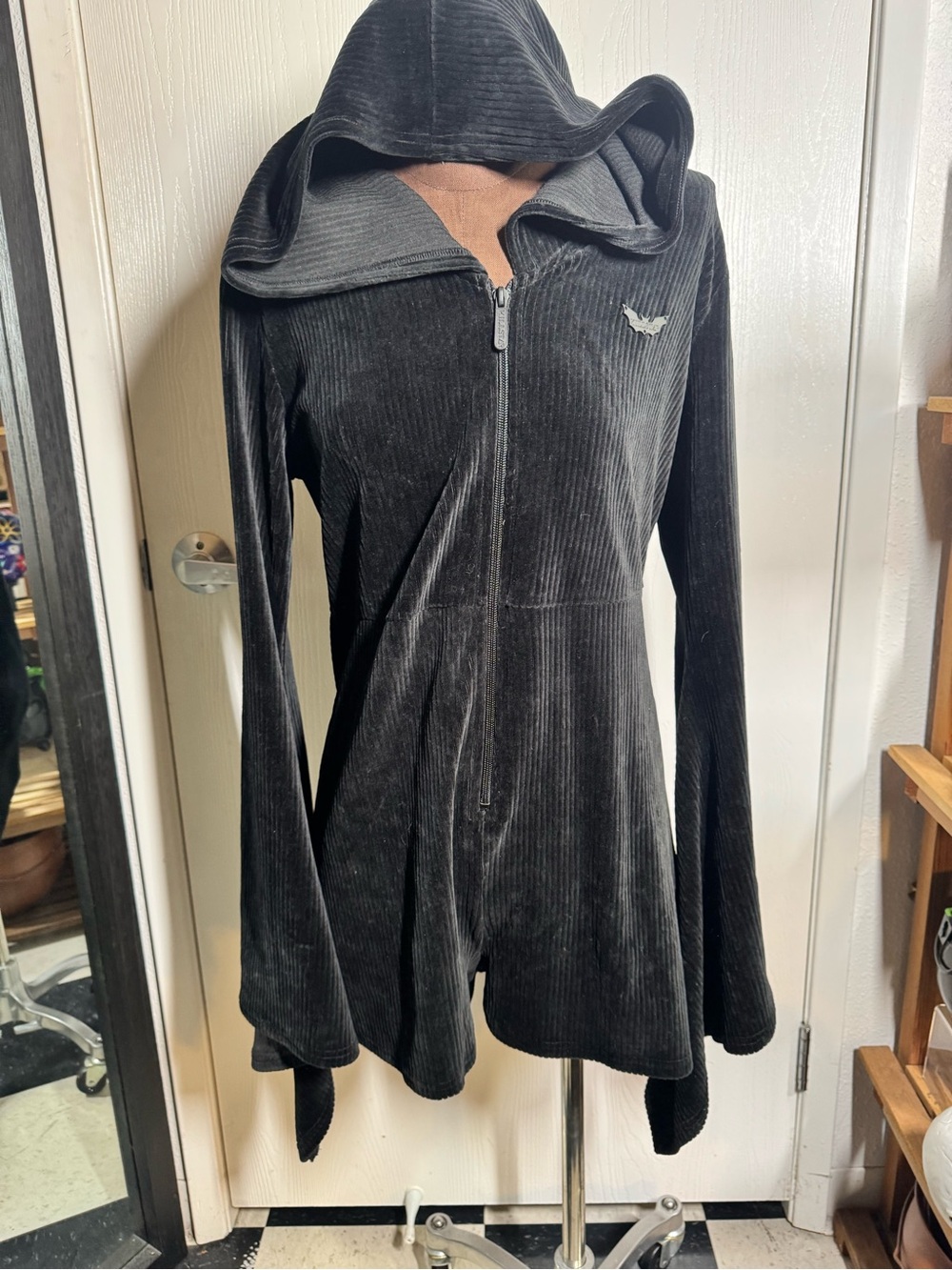 Killstar Black Hooded Velour Jacket with Crescent Moon Label